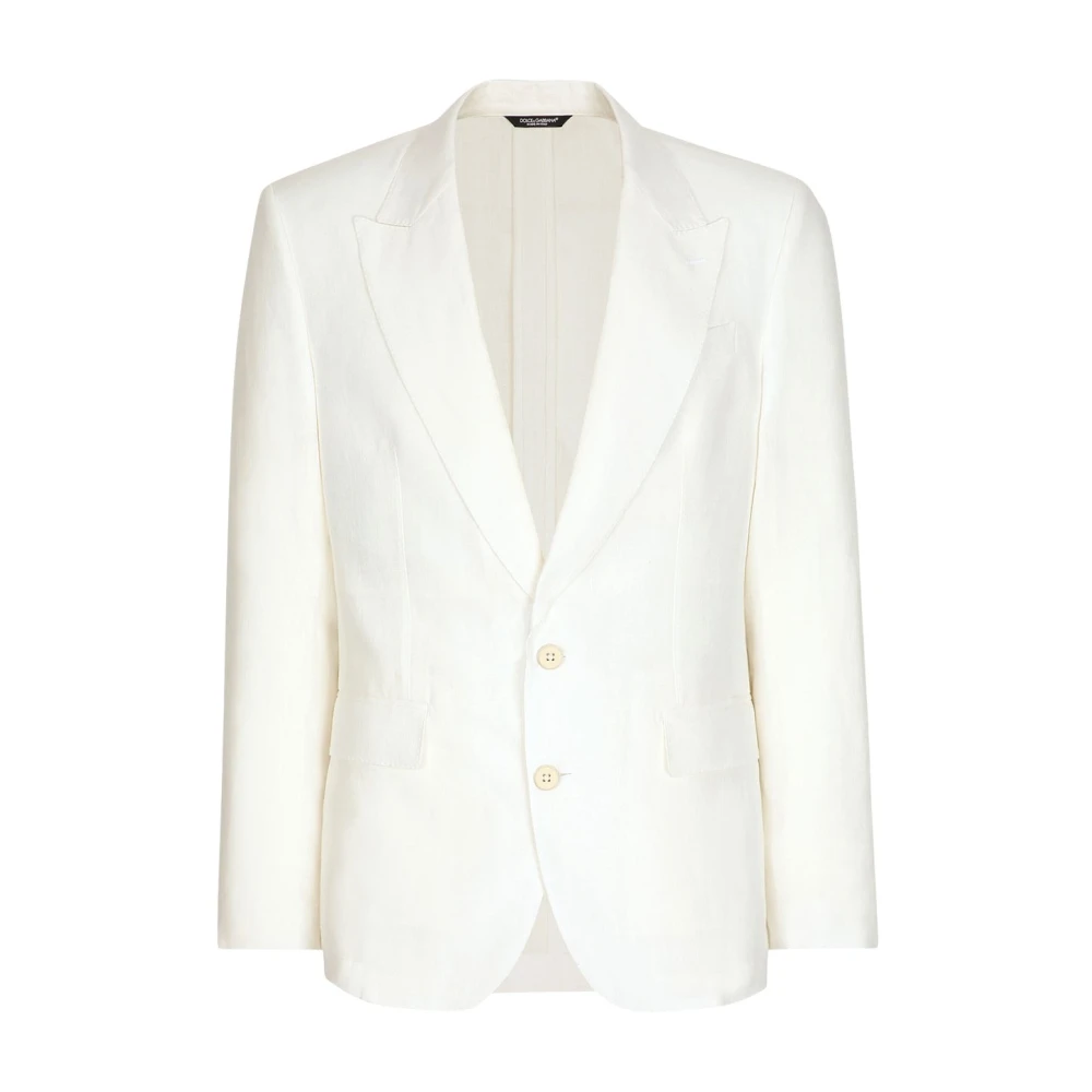 Dolce & Gabbana Men's White Blazers, Xl, Single-Breasted Linen Jacket