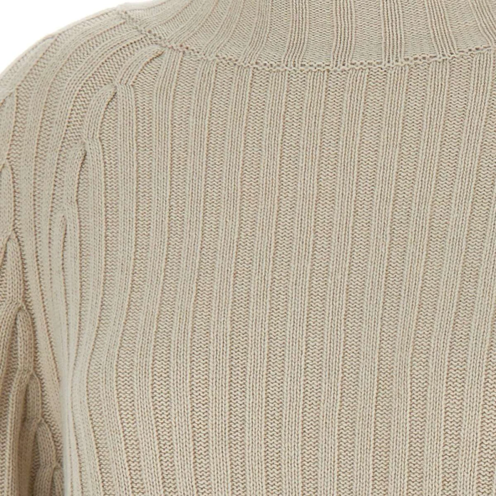Kaos Beige Wol Kasjmier Trui met Open Rug Beige Dames