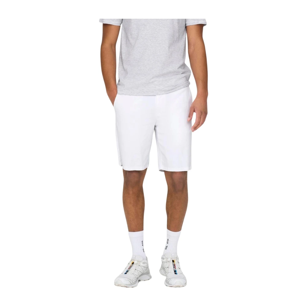 Only & Sons Linnen Bermuda Shorts voor Mannen White Heren