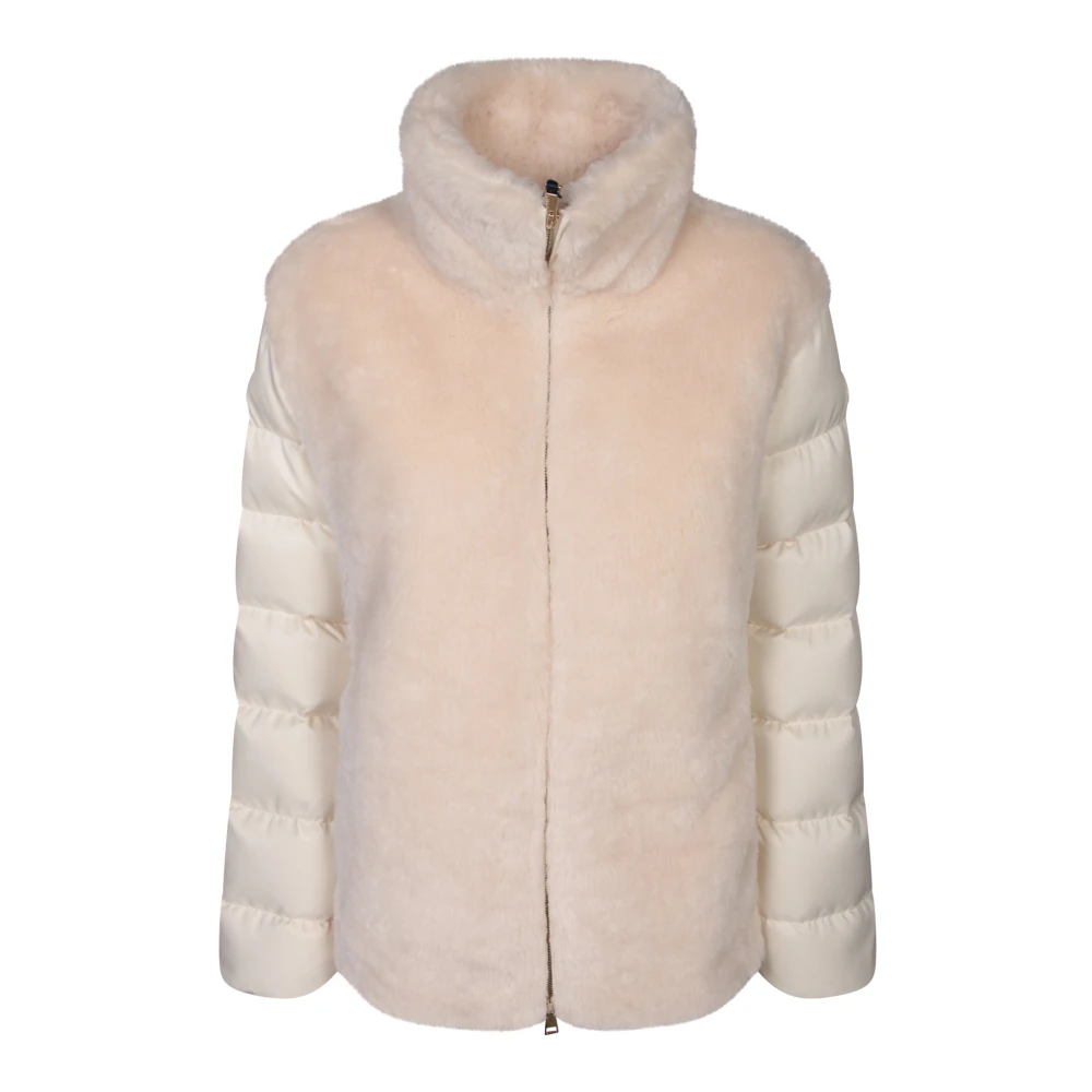 Moncler Witte synthetische bont donsjack White Dames