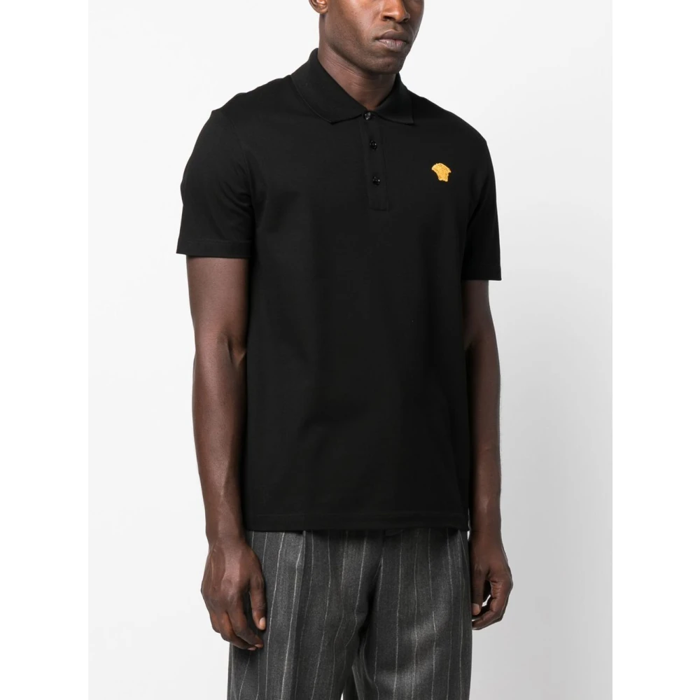 Versace Luxe Zwarte Katoenen T-Shirts & Polos Black Heren