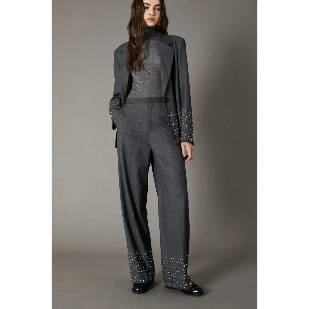 Isabelle Blanche Gestudeerde Elegante Grijze Palazzo Broek Gray Dames