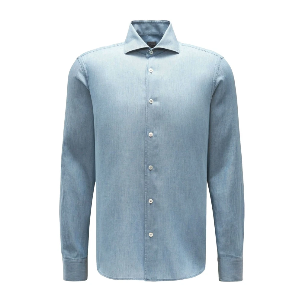 Fedeli Denim Light Klassieke Shirt Sean Model Blue Heren