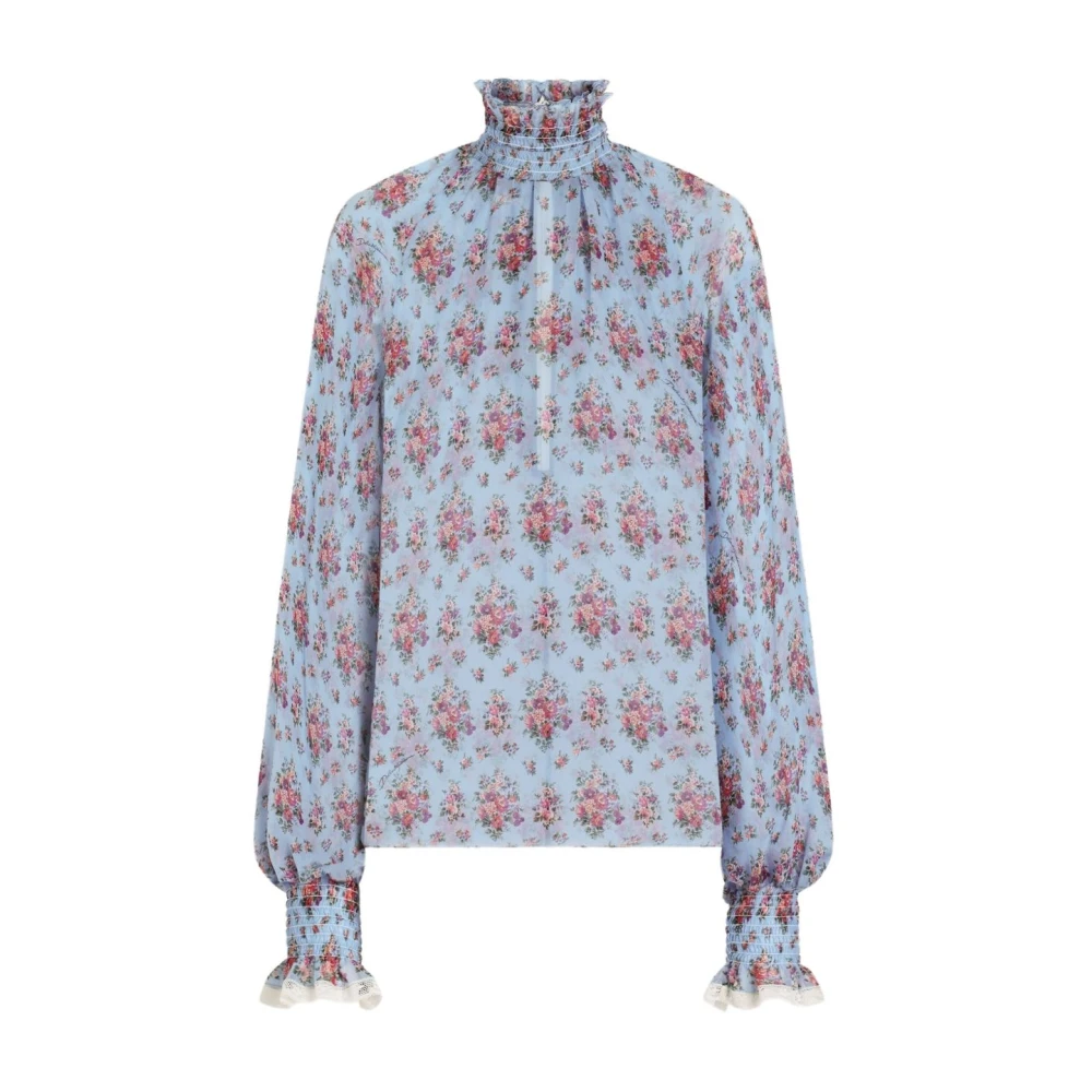 Dolce & Gabbana Women's Multicolor Blouse With A Floral Print And High Neck - Blouses - M - Blouses & Shirts