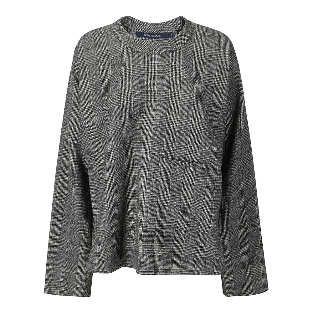 Sofie D'hoore Prins van Wales Crew Neck Blouse Gray Dames