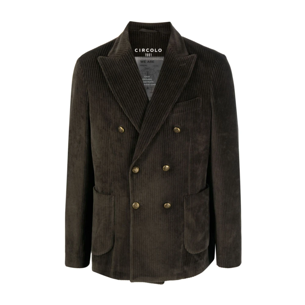 Circolo 1901 Bruine Corduroy Dubbelrij Blazer Brown Heren