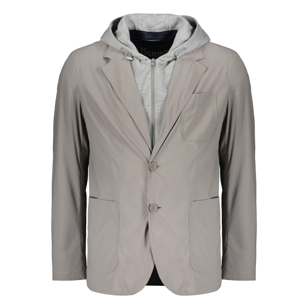 Herno Hooded Fabric Jacket met Trekkoord Gray Heren