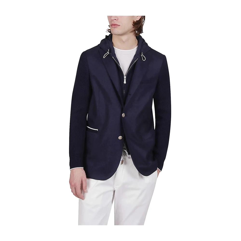 Eleventy Geribbelde detail wollen blend blazer Blue Heren