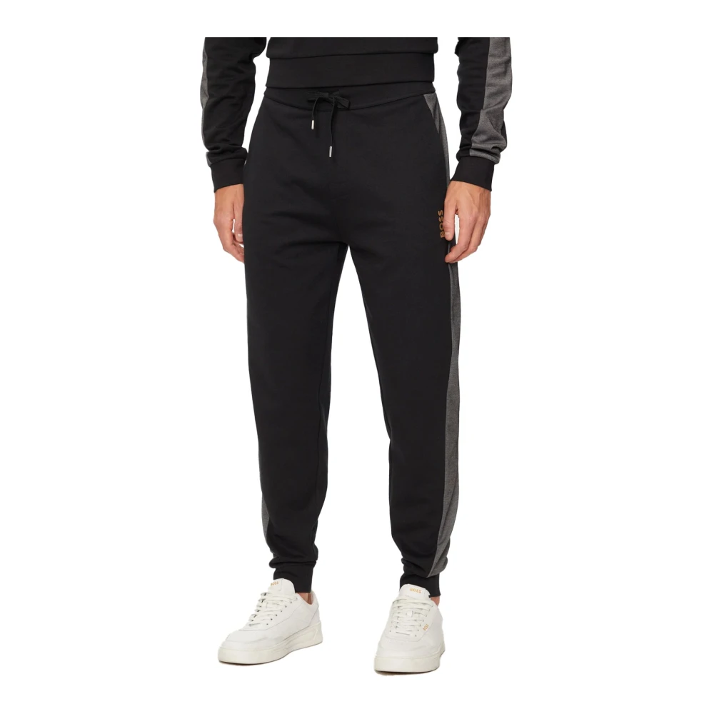 Hugo Boss Katoenen Sweatpants Zwart Bedrukt Logo Black Heren