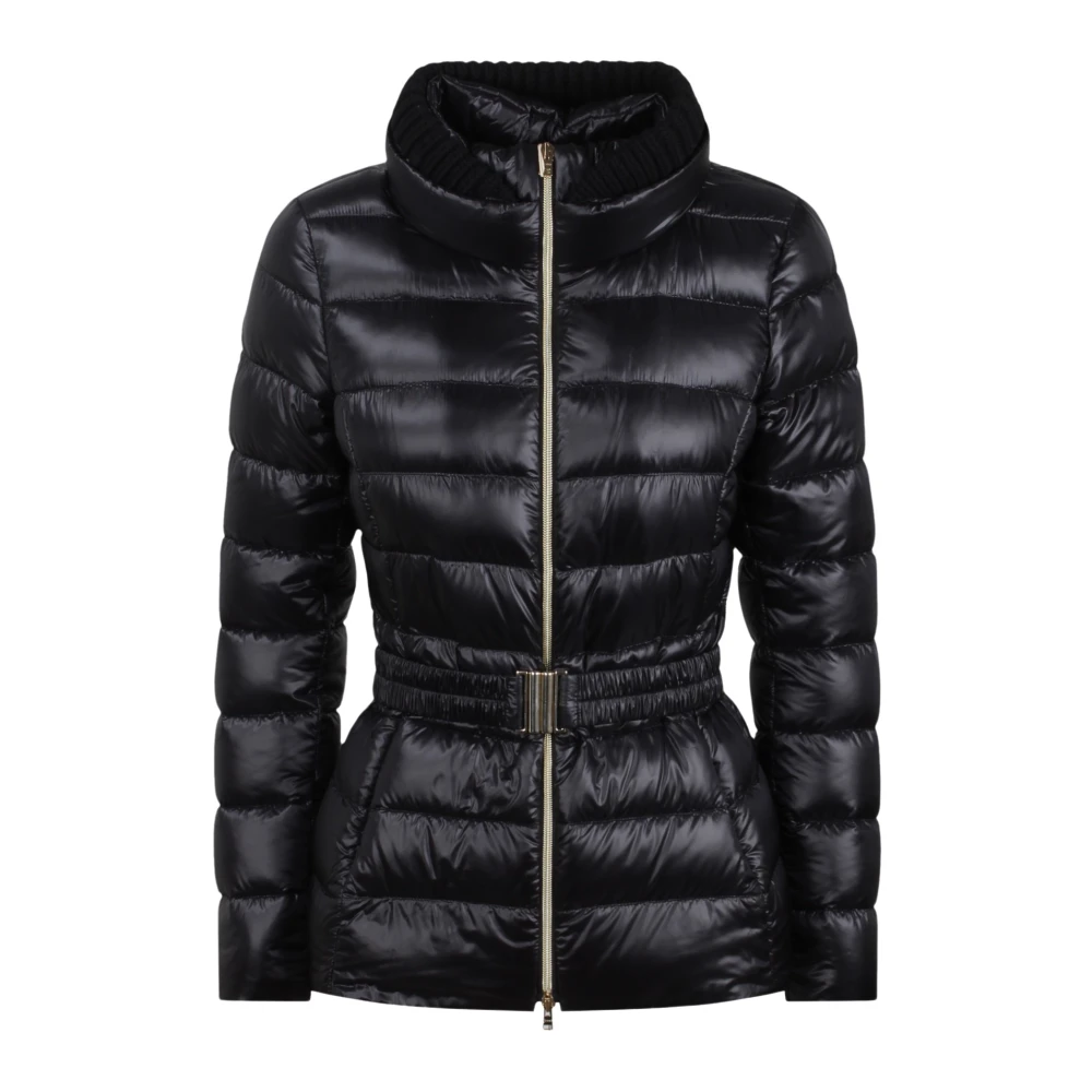 Herno Ultralight Nylon Donsjas met Wollen Kraag Black Dames