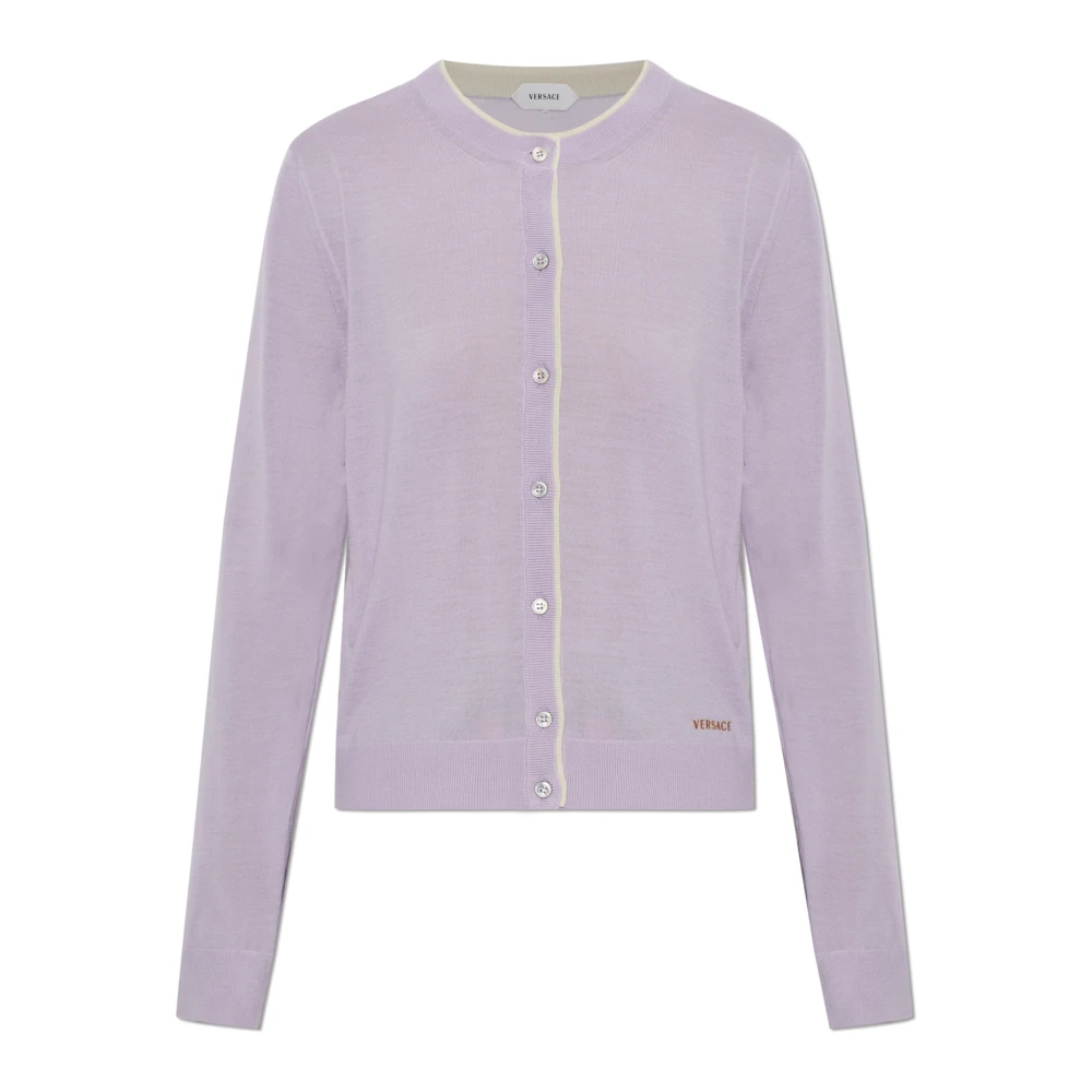 Versace Mujer Morado - Cárdigan De Lana Bordado - Knitwear - Púrpura - 2XS