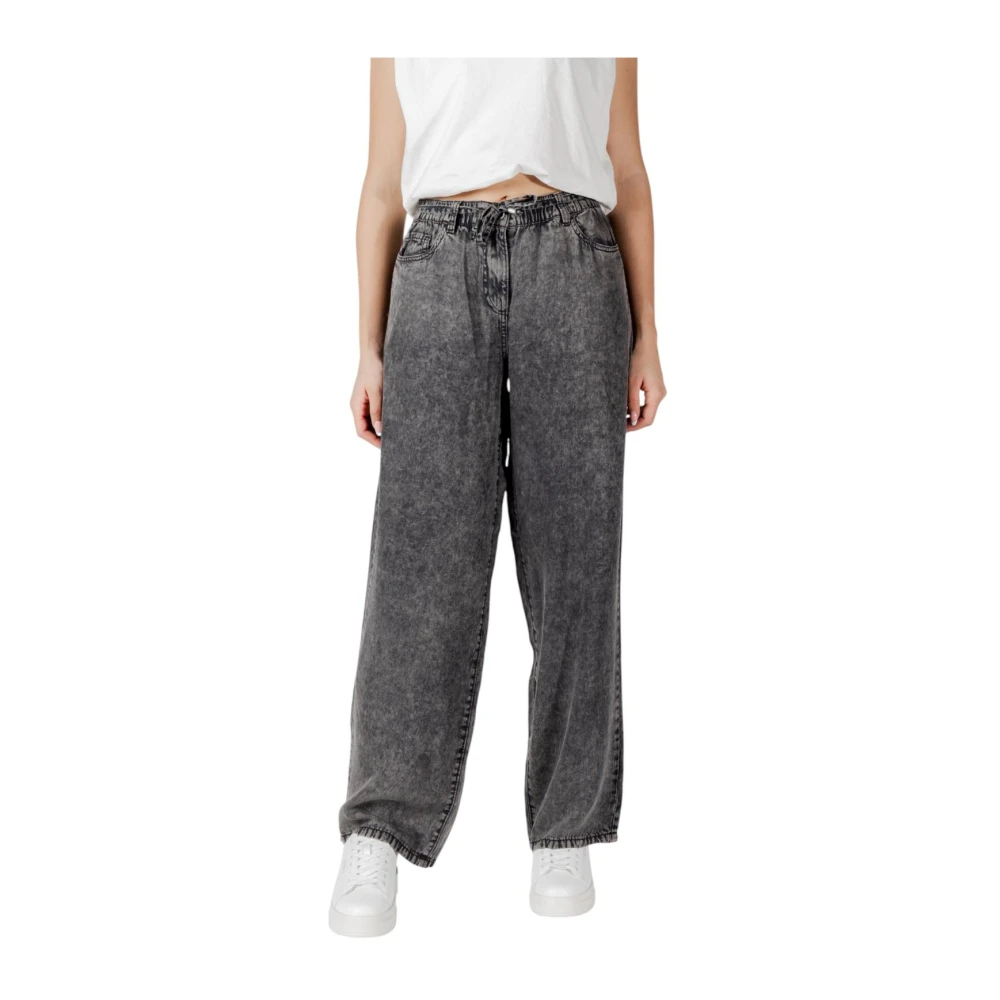 Only Women's Black High-Rise Drawstring Jeans