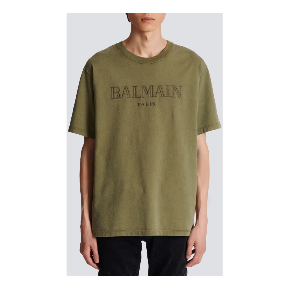 Balmain Vintage geborduurd T-shirt Green Heren