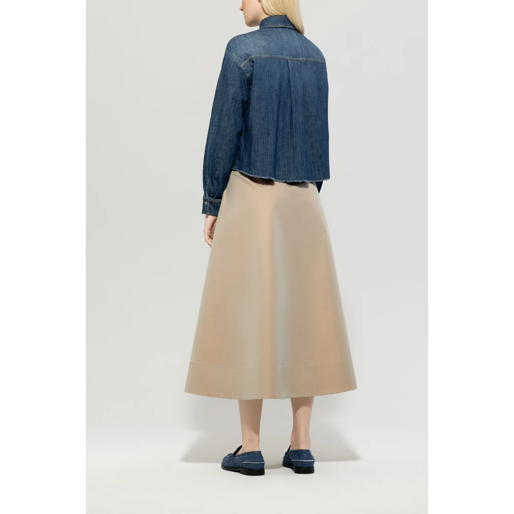 LUISA CERANO Glinsterende Outdoor Changeant Gabardine Rok Beige Dames
