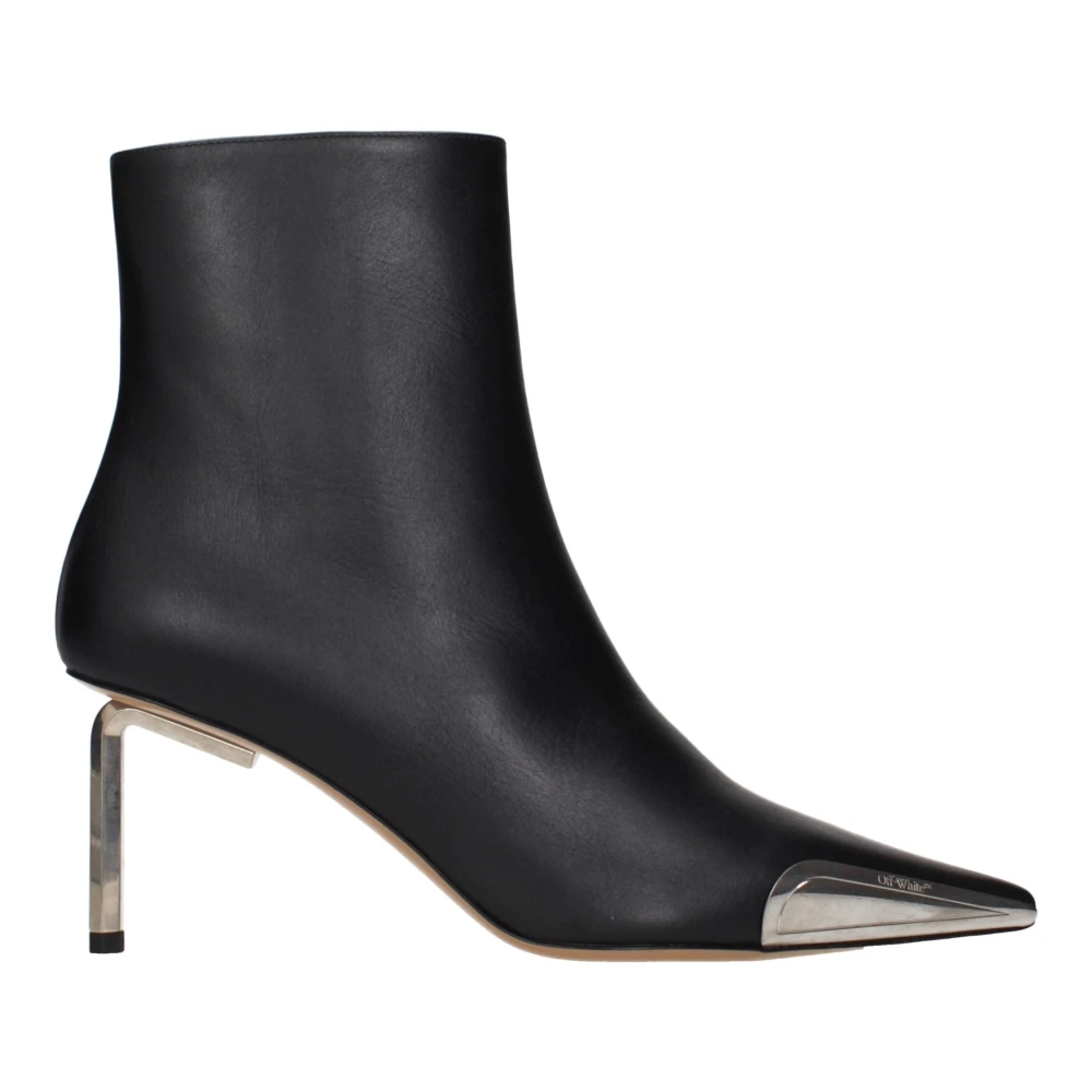 Off White , Heeled Boots, Female, Black, 3 Uk, Leather Ankle Boots