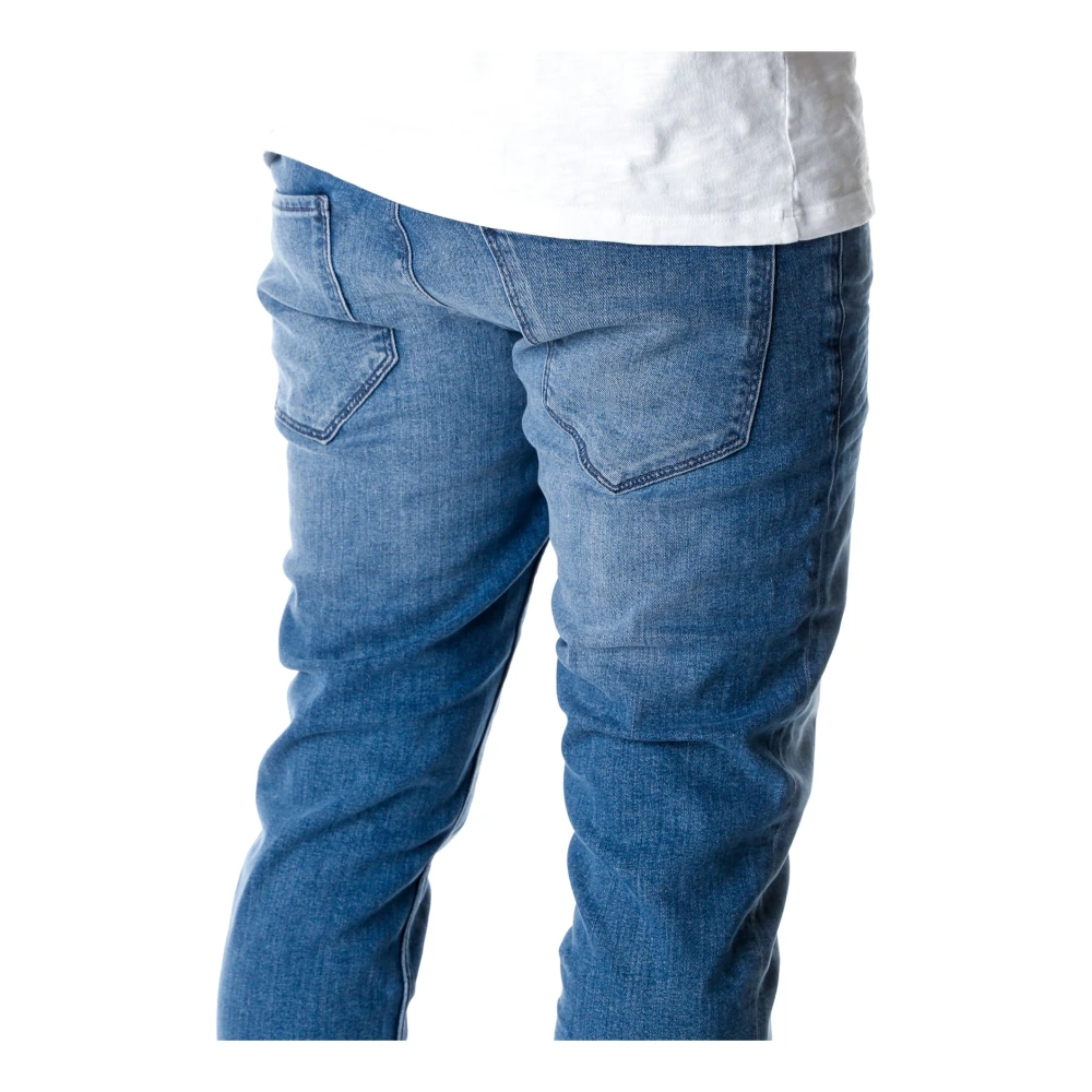 Gabba Slim Fit Mid Waist Jeans met Fade Effecten Blue Heren