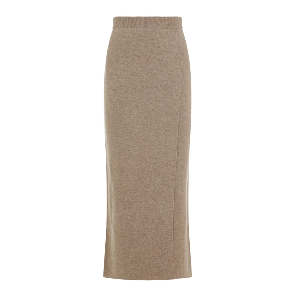 Max Mara Luxe Wol Kasjmier Midi Rok Brown Dames