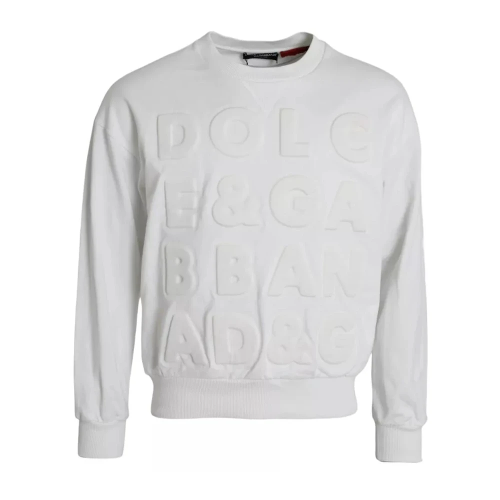 Dolce & Gabbana Geborduurd Logo Katoenen Sweatshirt White Heren