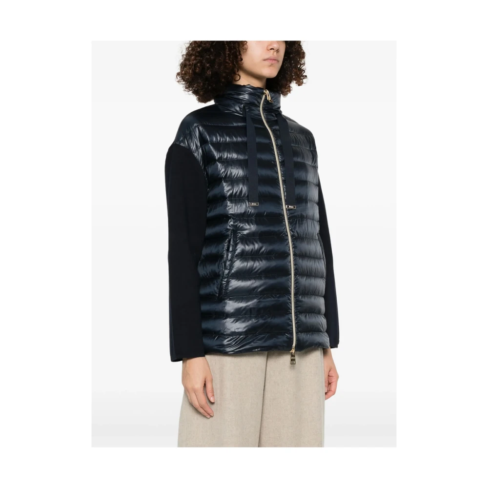 Herno Navy Blauwe Rits-Up Trekkoord Jas Blue Dames