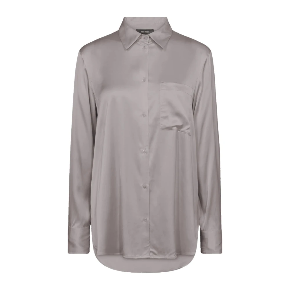 MOS MOSH Elegante Satijnen Shirt met Zak Gray Dames