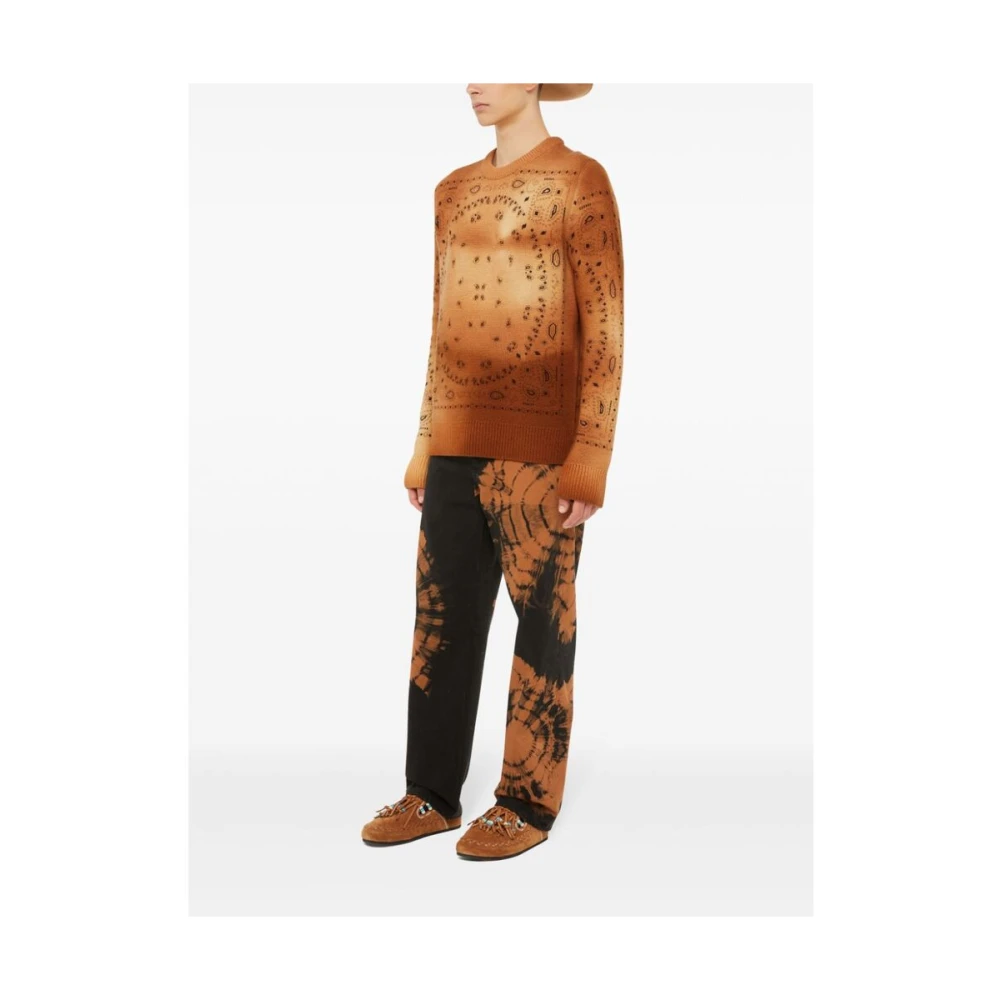 Alanui Paisley Gebreide Wollen Trui Brown Heren