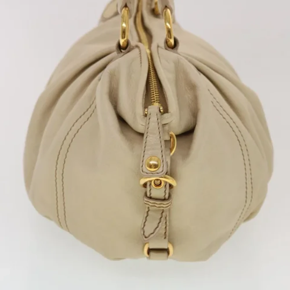 Miu Pre-owned Leather handbags Beige Dames