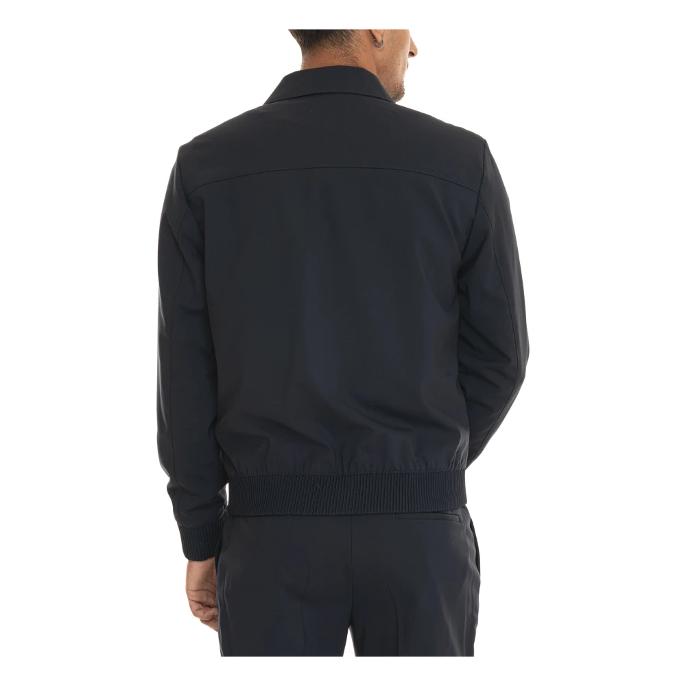 Boss Wol Bomberjack met Elastische Taille Blue Heren