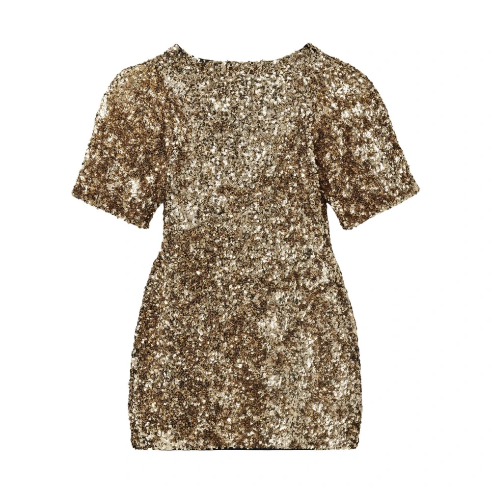 Marc Jacobs Gouden Paillet Hals Gebreide Jurk Yellow Dames