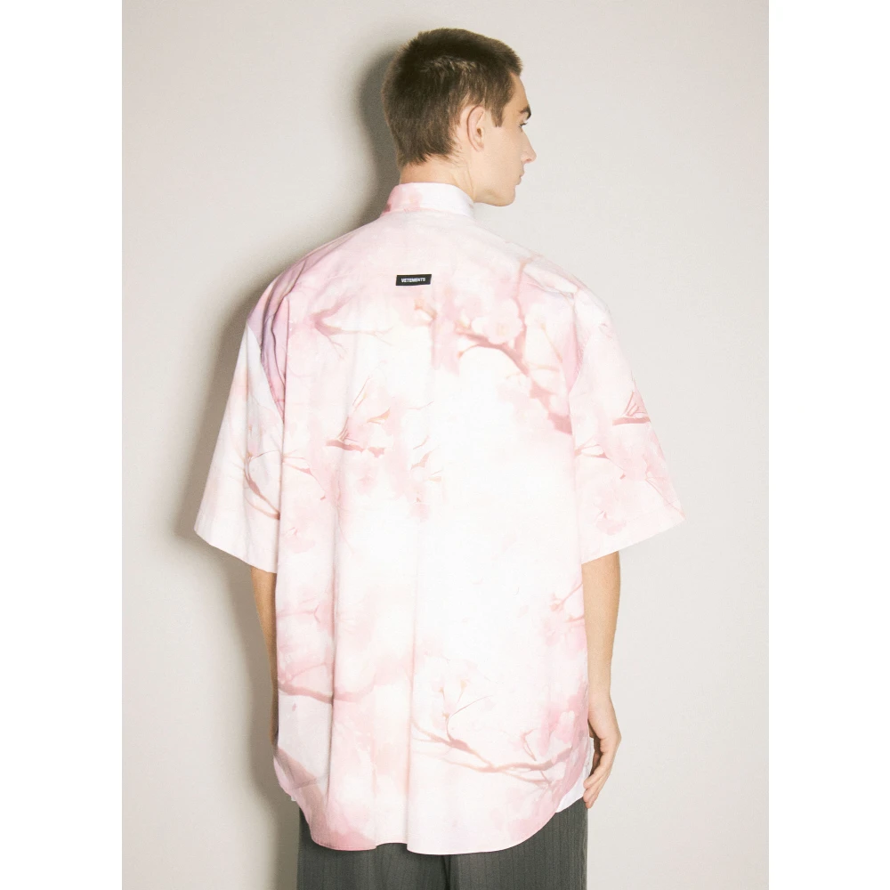 Vetements Anime Grafische Korte Mouw Katoenen Shirt Pink Heren