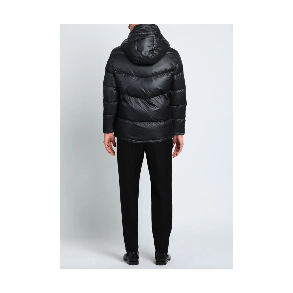 Aquascutum Zwarte Afneembare Hoodiejas met Tartan Patroon Black Heren