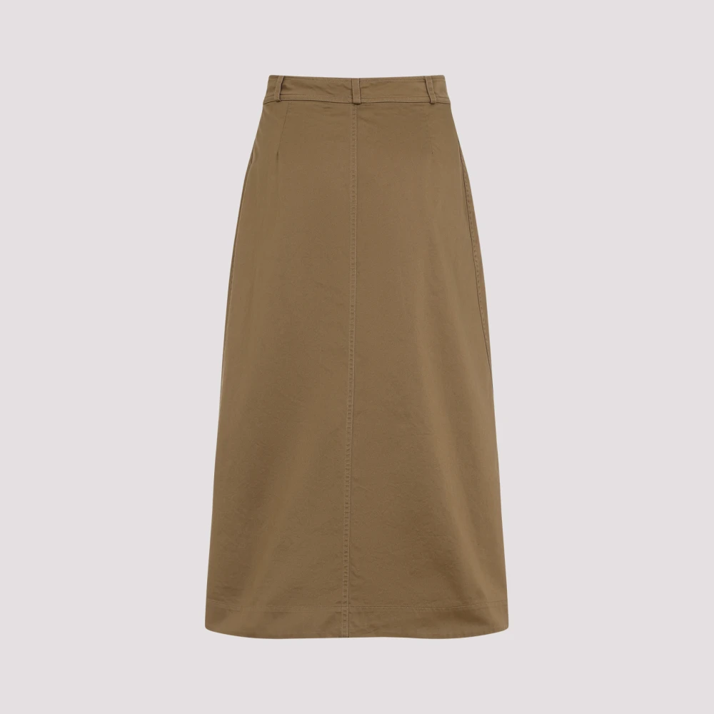 Saint Laurent Bruine katoenen lange rok met zakken Brown Dames