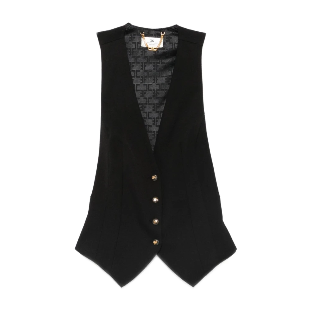 Elisabetta Franchi Women's Black Knit Jacket - Waistcoats - S - Jackets
