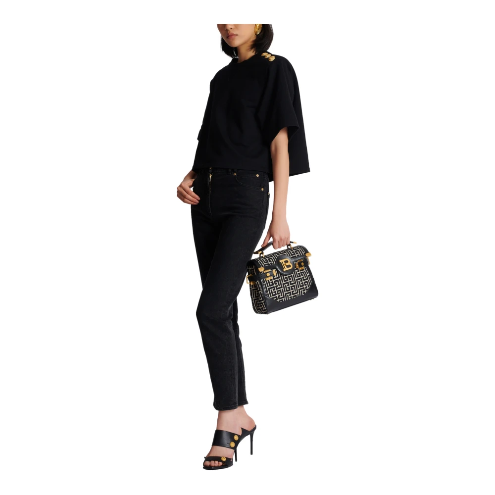 Balmain Sweatshirt met knopen Black Dames