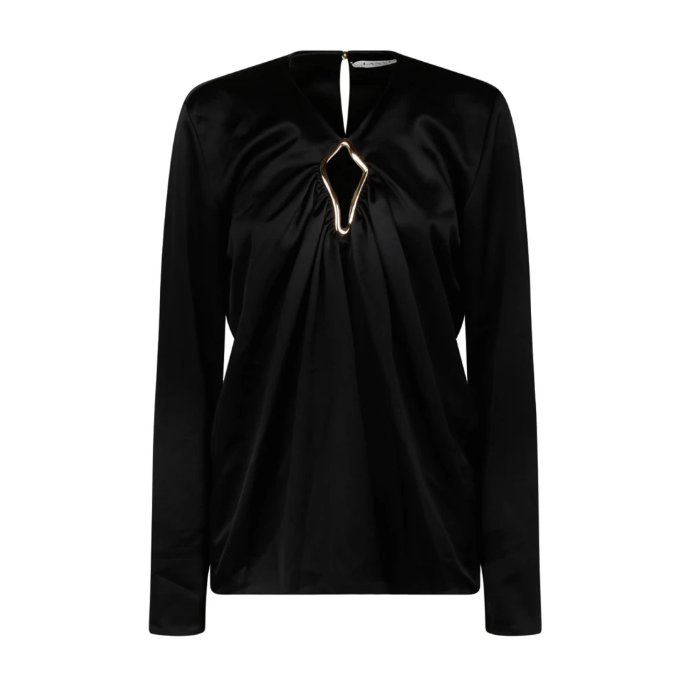 Lanvin Black Blouse With Metallic Detail - Female - Blouses - Xs - Blouses & Shirts