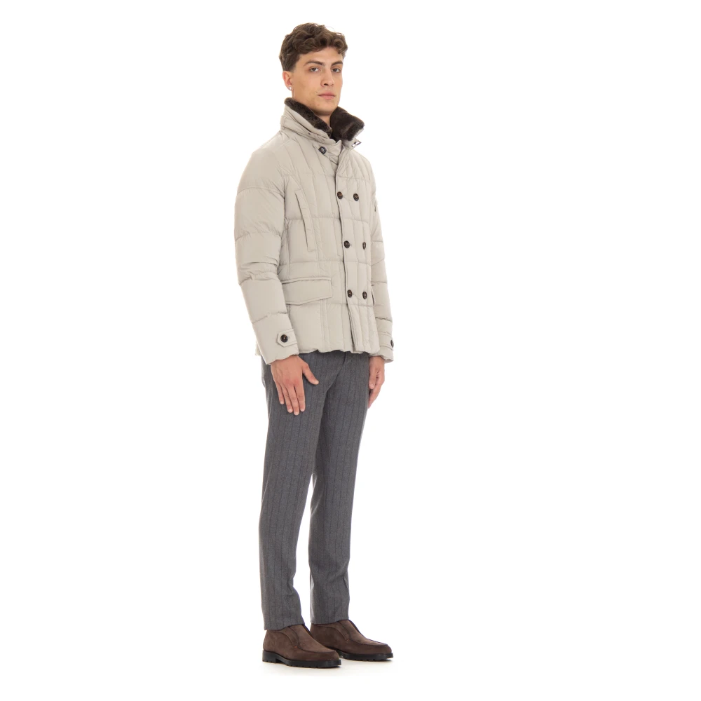 Moorer Gewatteerde Double-Breasted Peacoat Beige Heren