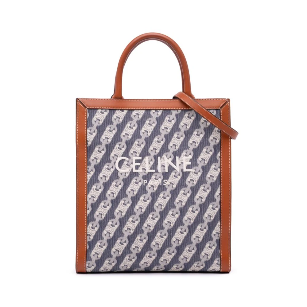 Celine Vintage Women's Blue Pre-Owned Vertical Cabas Chain Tote