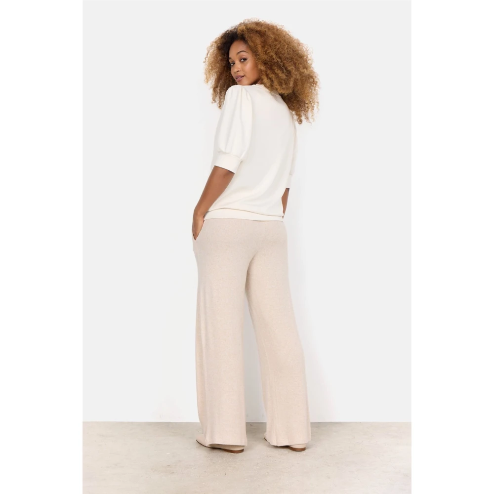 Soyaconcept Comfortabele Crème Sweater met Korte Mouwen Beige Dames