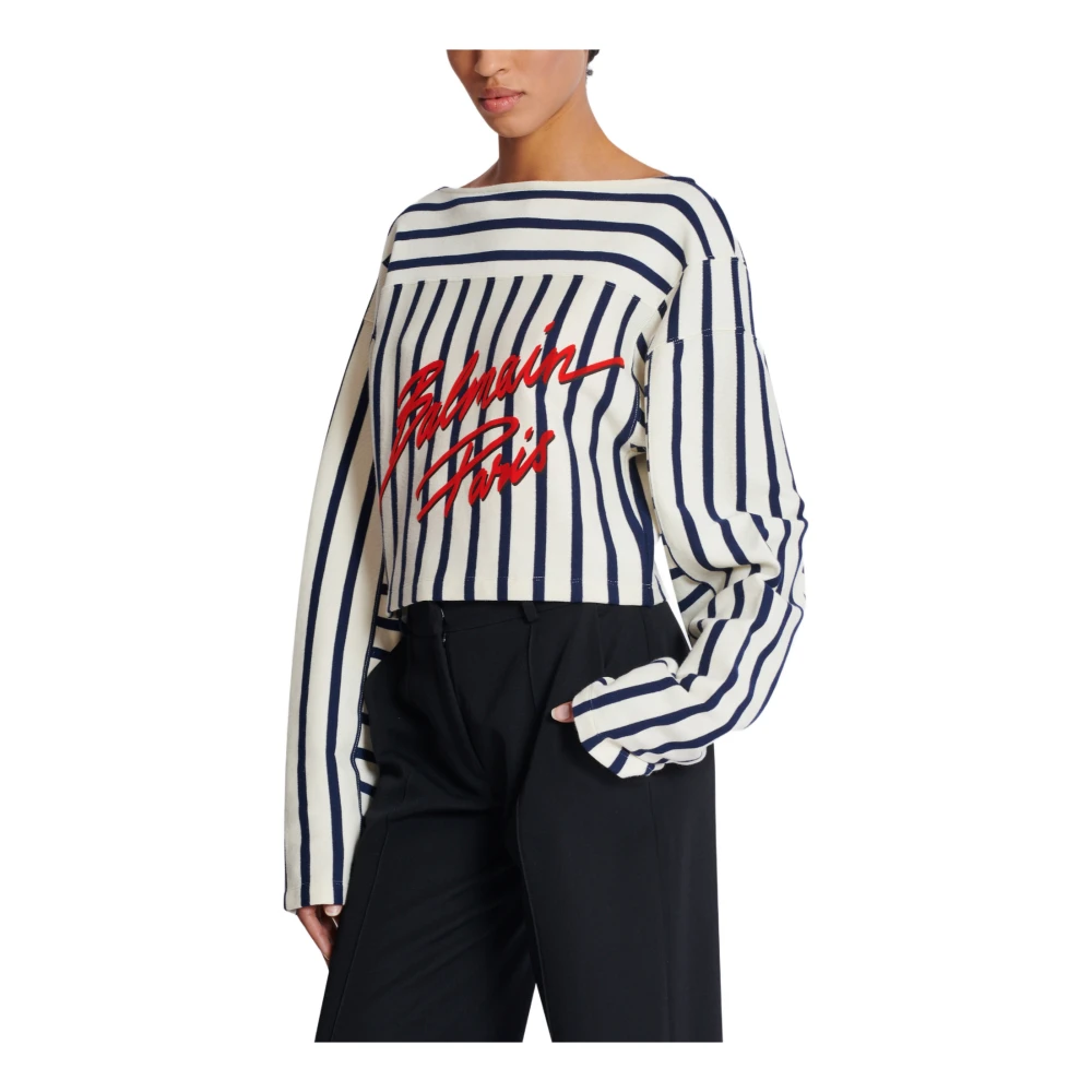 Balmain Gestreepte baseball shirt met lange mouwen Multicolor Dames