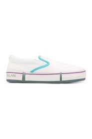 Białe/Turkusowe Cross Vulcanized Slip-On Sneakers