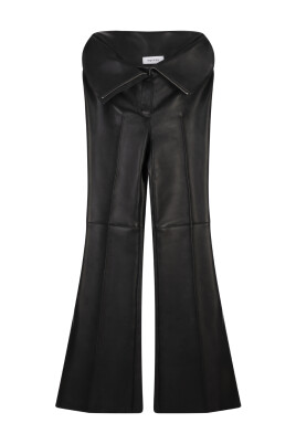 black-leather-turned-up-waistband-trousers