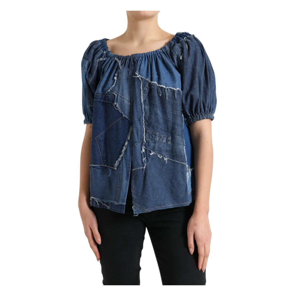 Dolce & Gabbana Women's Blue Blouses, S, Elegant Cotton Denim Blouse Top