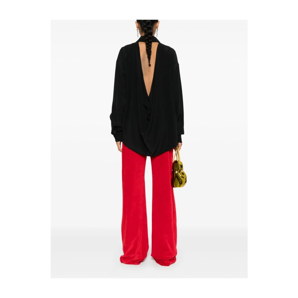 Moschino Zwarte Crêpe Cut-Out Shirt Black Dames