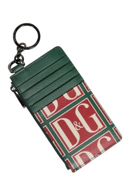 green-leather-logo-print-card-holder
