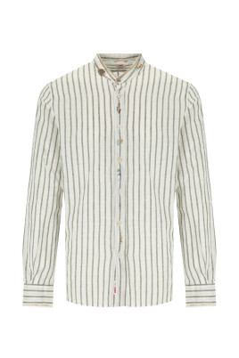 chemise-verte-a-rayures-col-mandarin