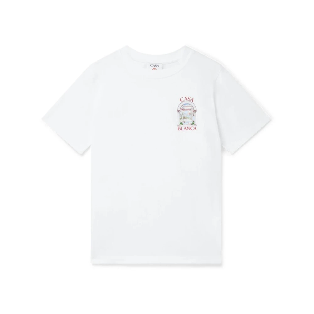 Casablanca Women's White T-Shirts, L, Cotton Short Sleeve T-Shirt