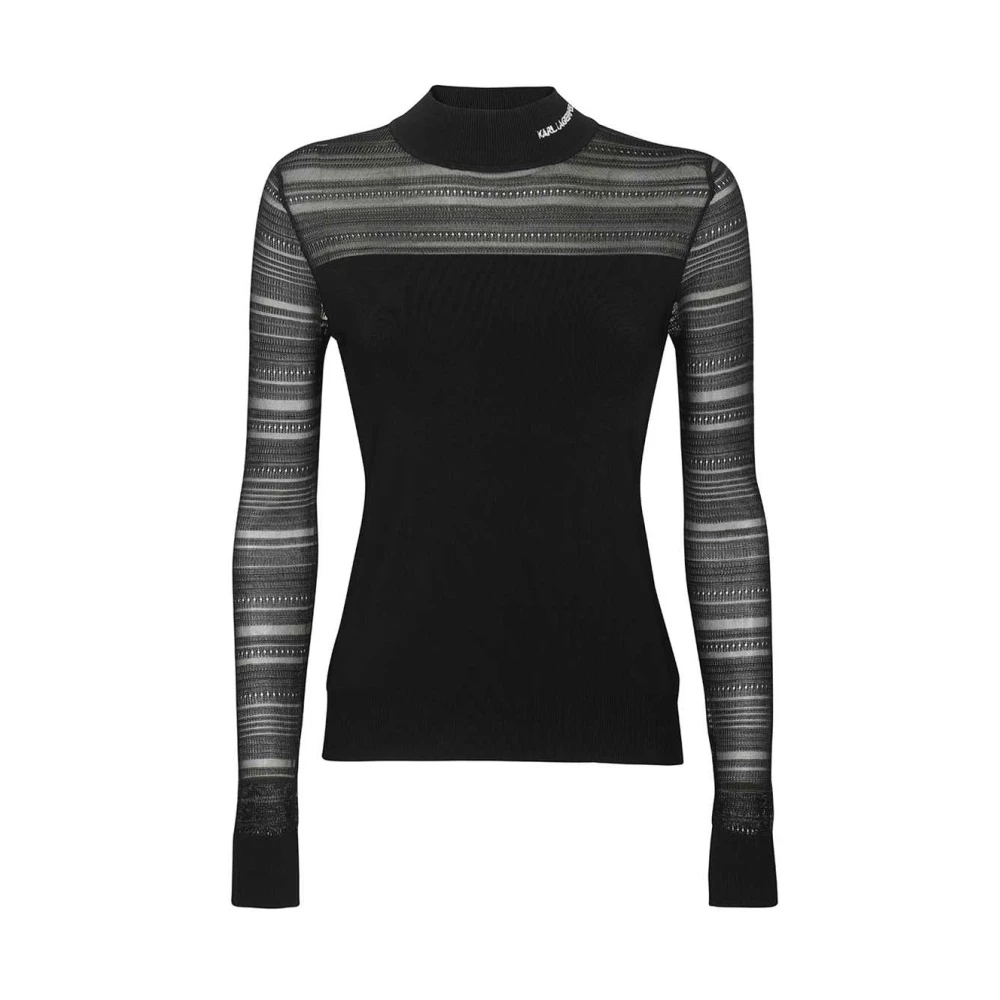 Karl Lagerfeld Turtleneck Sweater met Contrasterende Randen Black Dames