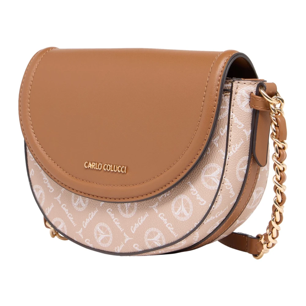 carlo colucci Stijlvolle Handtas met Logoprint Beige Dames