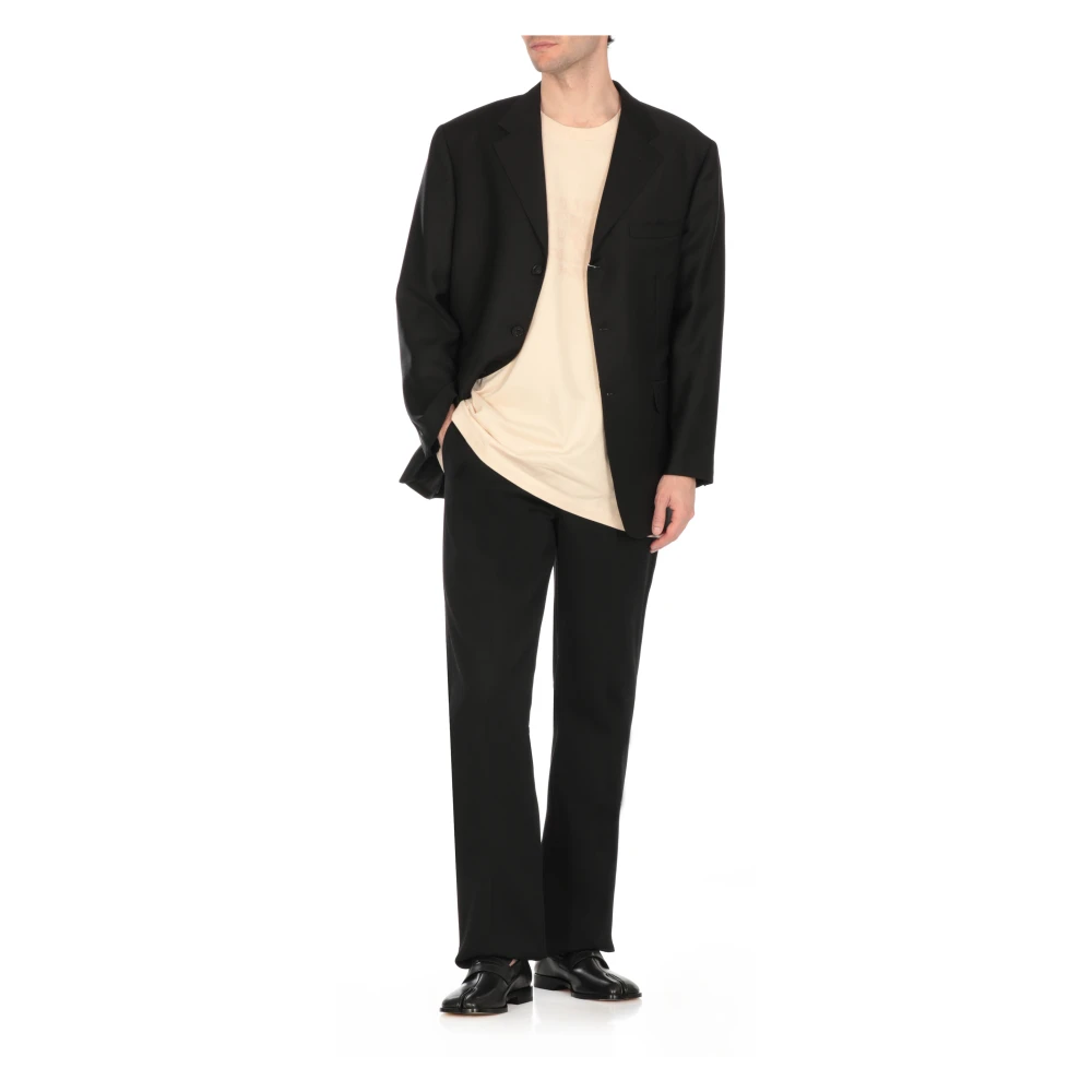 Maison Margiela Zwarte Wollen Jas Klassieke Stijl Black Heren