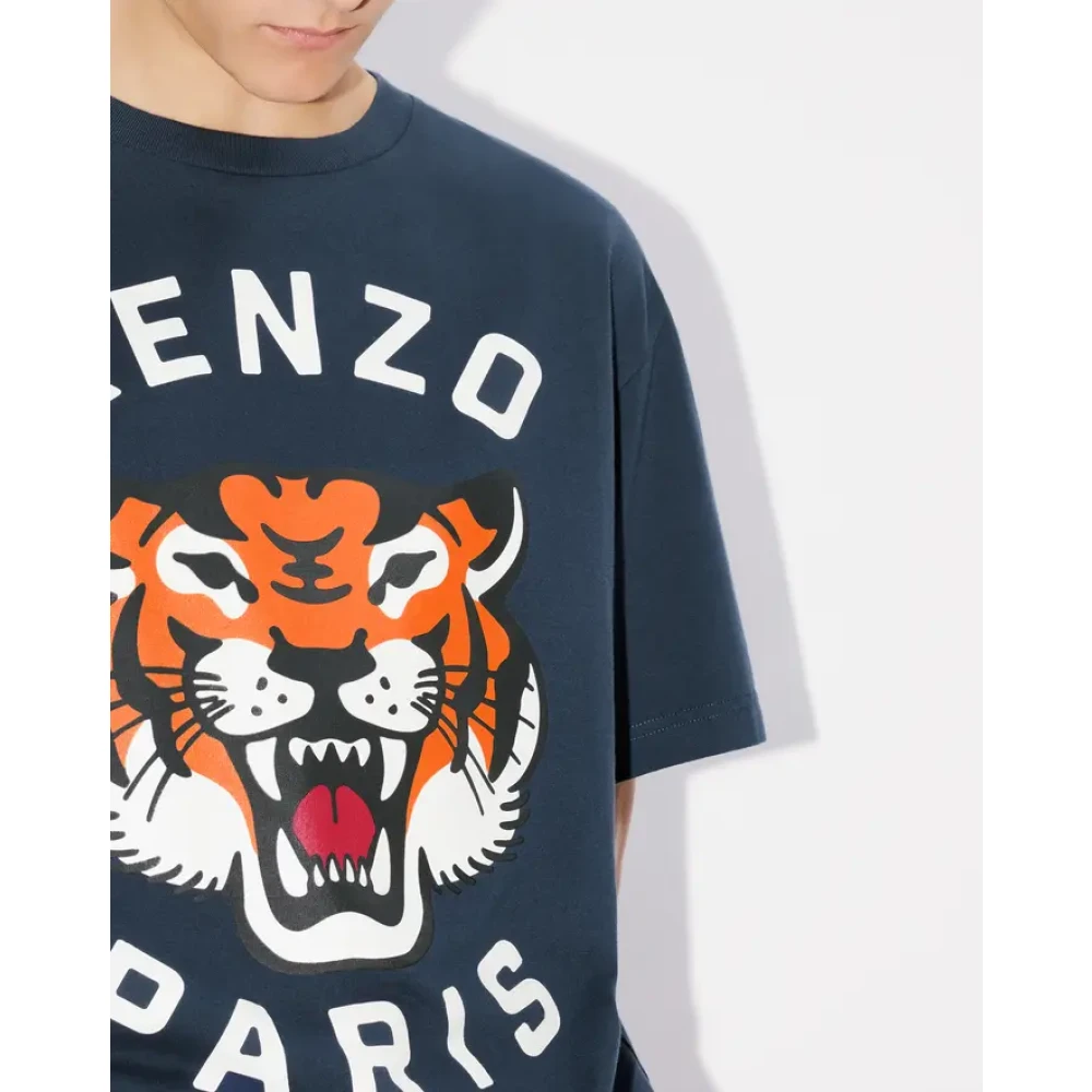 Kenzo Lucky Tiger Oversize T-shirt Blue Heren