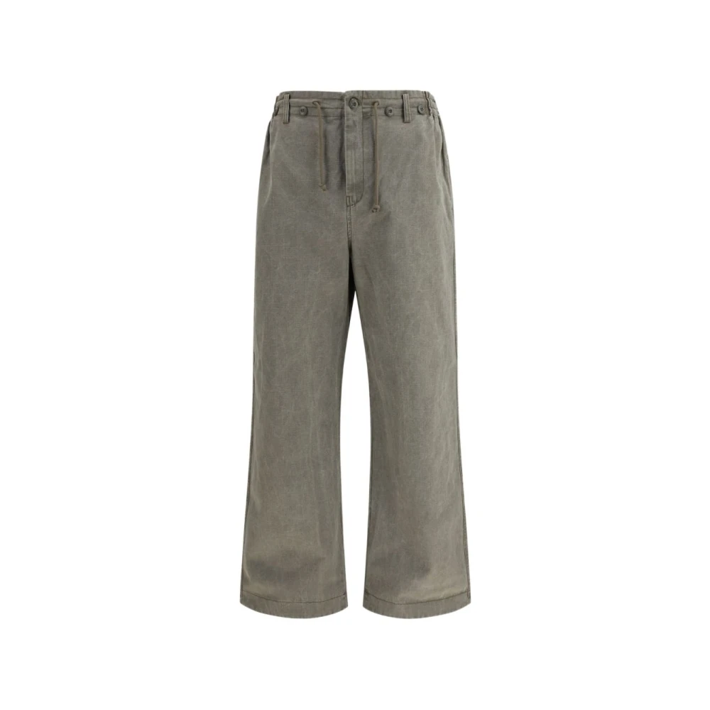 Golden Goose Men's Green Denim Drawstring Trousers - Wide Trousers - S - Trousers